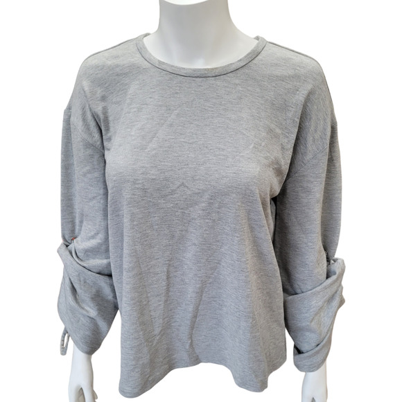 Ann Taylor Tops - NWT ANN TAYLOR womens gray ponte lace up tie back bell sleeve terry shirt sz L